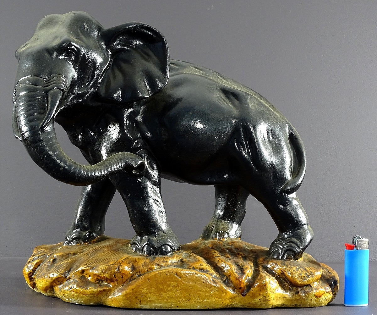 France, 1950s, Patinated Plaster Elephant Statue.-photo-7