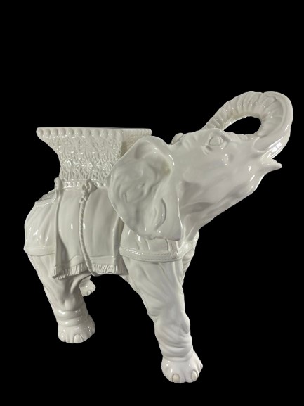 France, Mid-20th Century, Earthenware Stand With A Representation Of An Elephant.