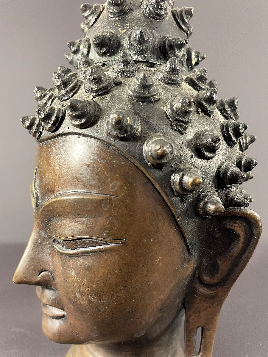 Tibet, 1930s/1950s, Bronze Sculpture Of Buddha.-photo-3