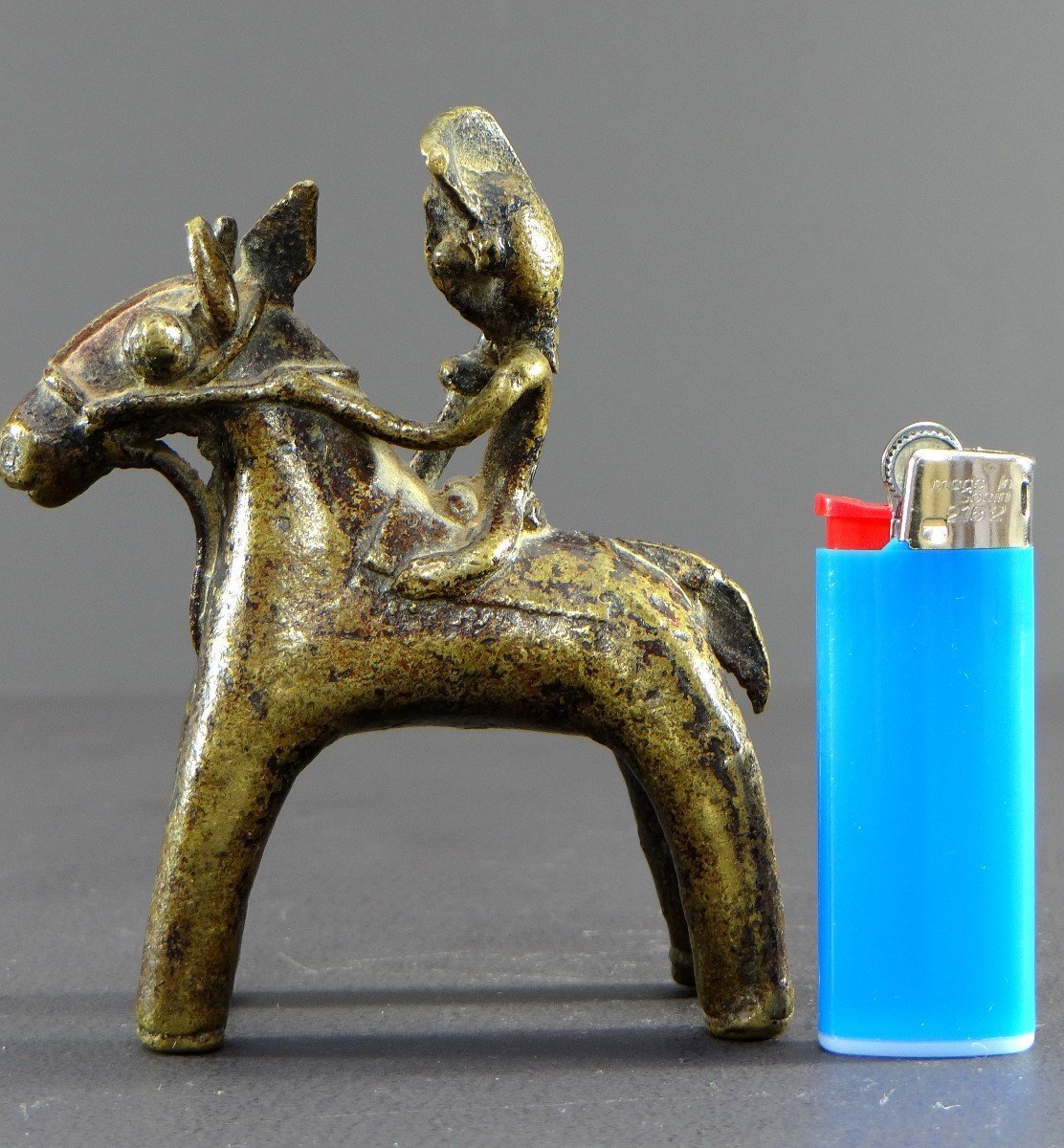 India, Late 19th Century, Bronze Tribal Art Equestrian Statue Representing A Horseman.-photo-5