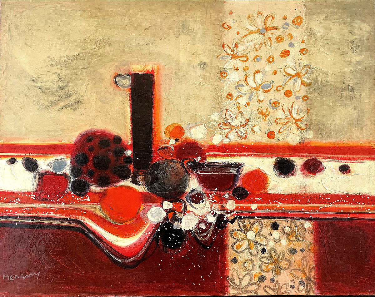 Frédéric Menguy (1927-2007),  Huile Sur Toile des années 1970 « Grand Vase».
