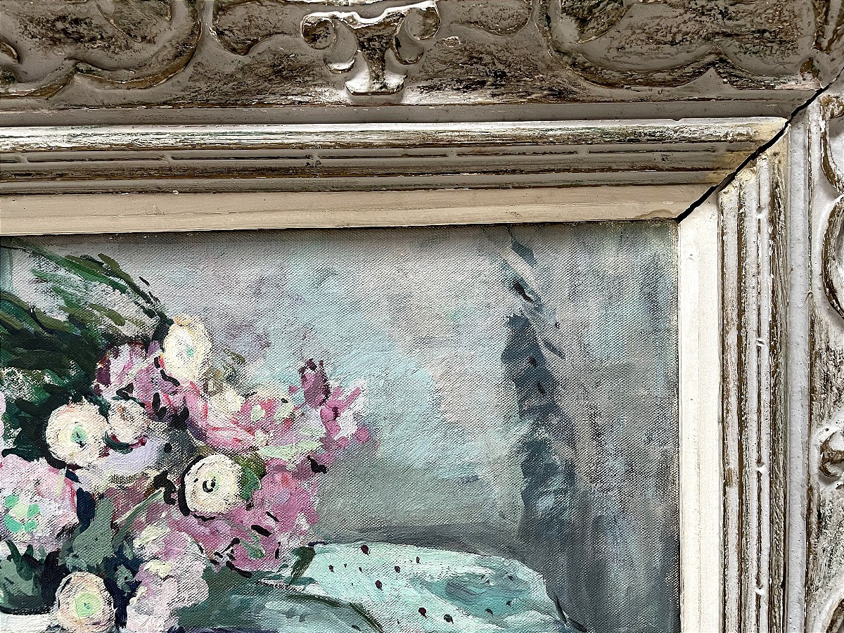 Arthur Fages (1902-1984), Oil On Canvas From The 1970s “bouquet Of Flowers”.-photo-6