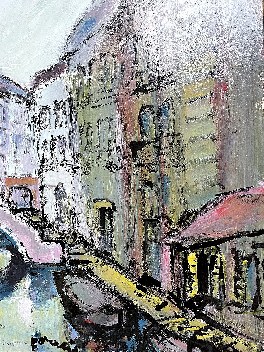 Mario Bonamici (1912-2002), Painting "venice", 1970s.-photo-4