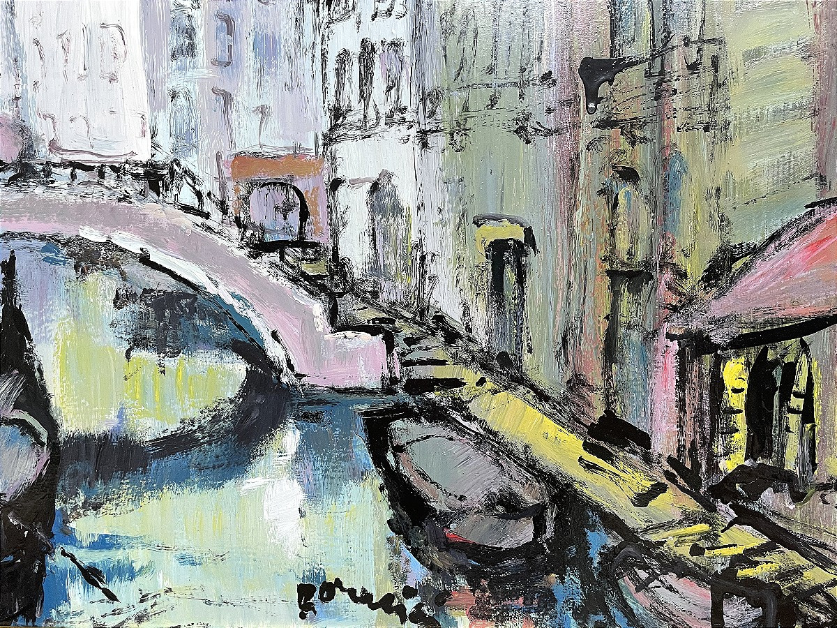Mario Bonamici (1912-2002), Painting "venice", 1970s.-photo-1