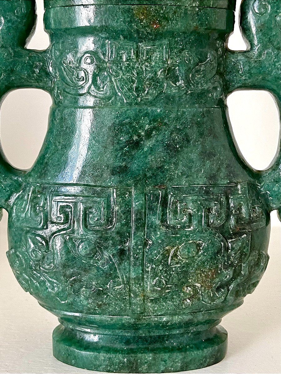 Chine, Années 1950/1960, Pot Couvert En Pierre Dure Dans Le Style Archaïque."-photo-2
