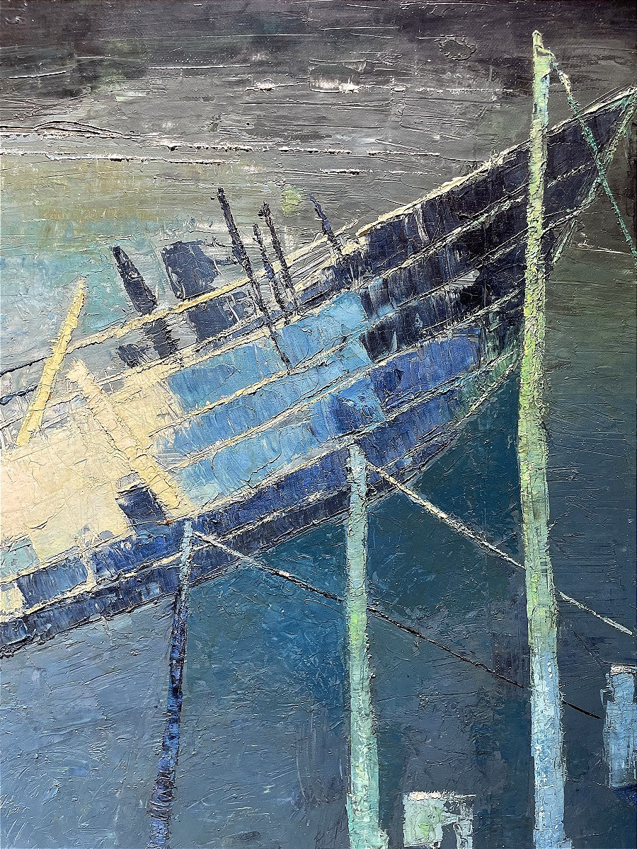 Mara Rucki, Born In 1920, Painting "the Blue Boat", 1970s.-photo-3