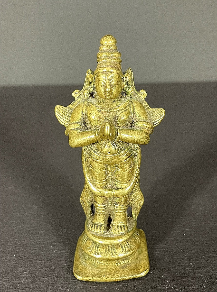 India, 19th Century, Bronze Statuette Depicting Garuda, Vehicle Of The Hindu God Vishnu.-photo-2