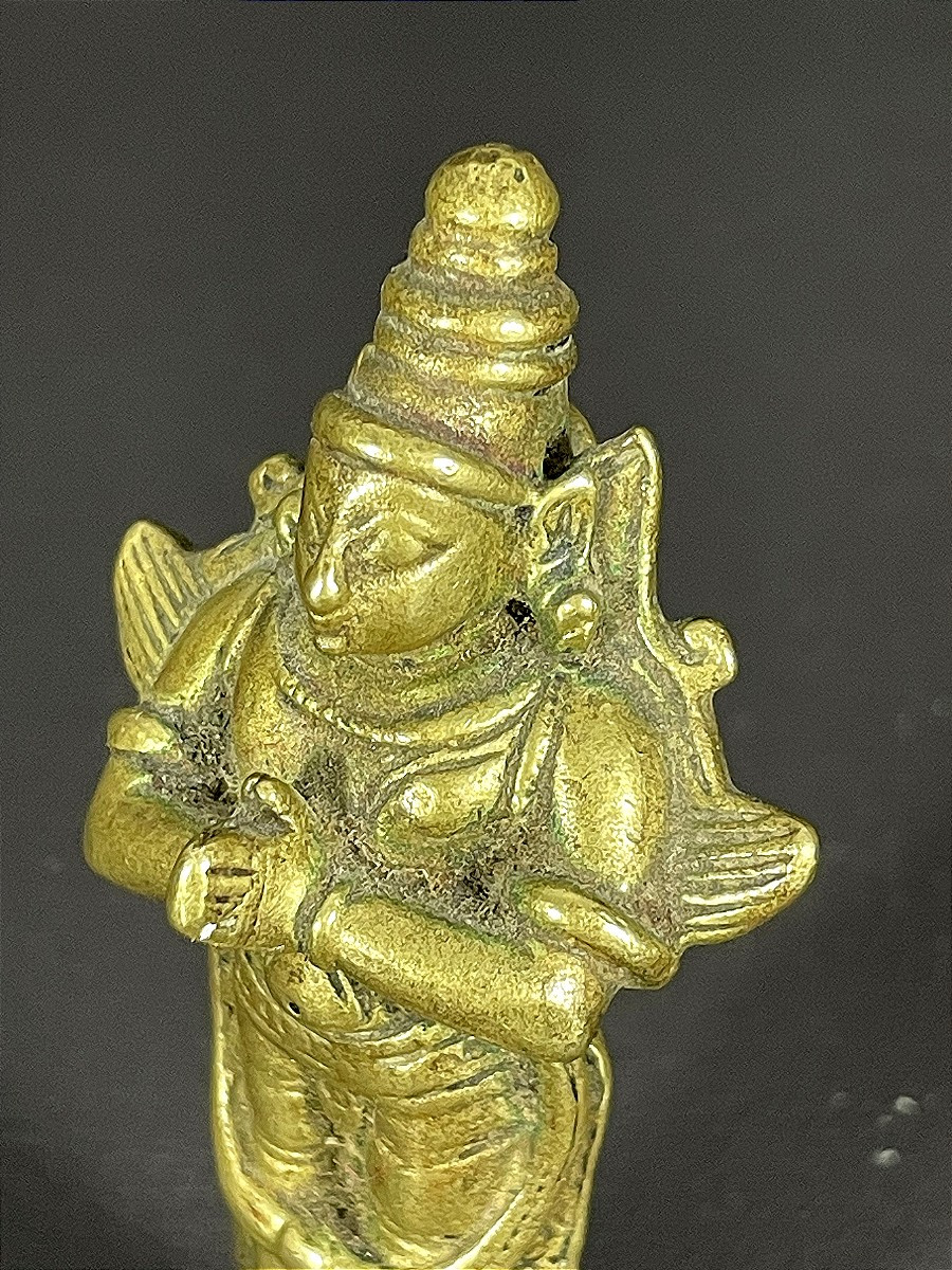 India, 19th Century, Bronze Statuette Depicting Garuda, Vehicle Of The Hindu God Vishnu.-photo-1