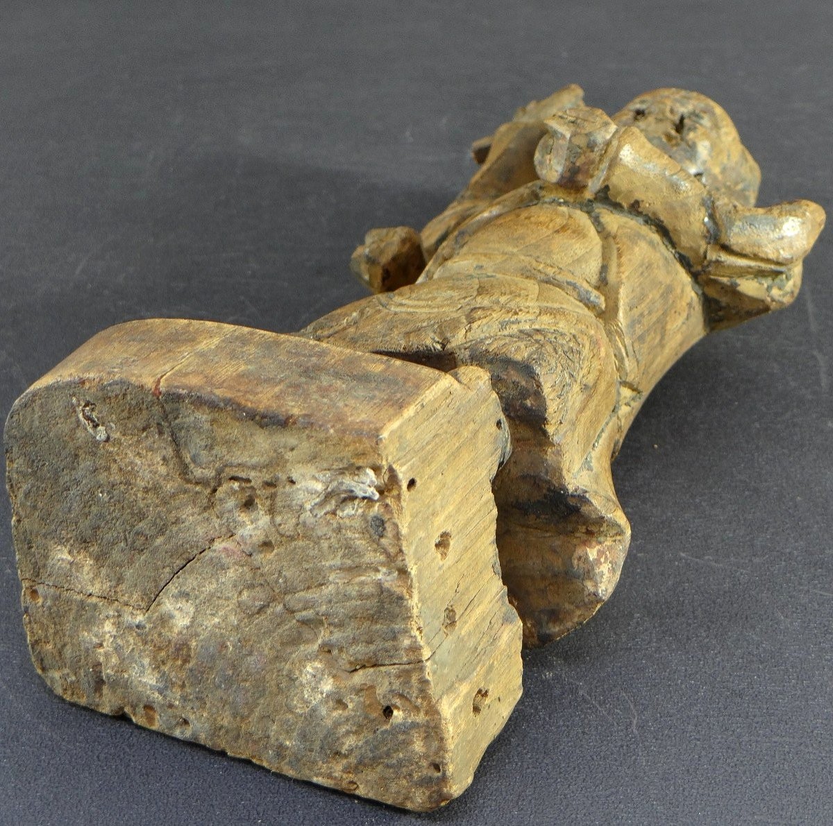 Chine, XVIIIème Siècle, Dynastie Qing, Rare Statue Esprit Démoniaque "yaksha" En Bois Sculpté.-photo-4