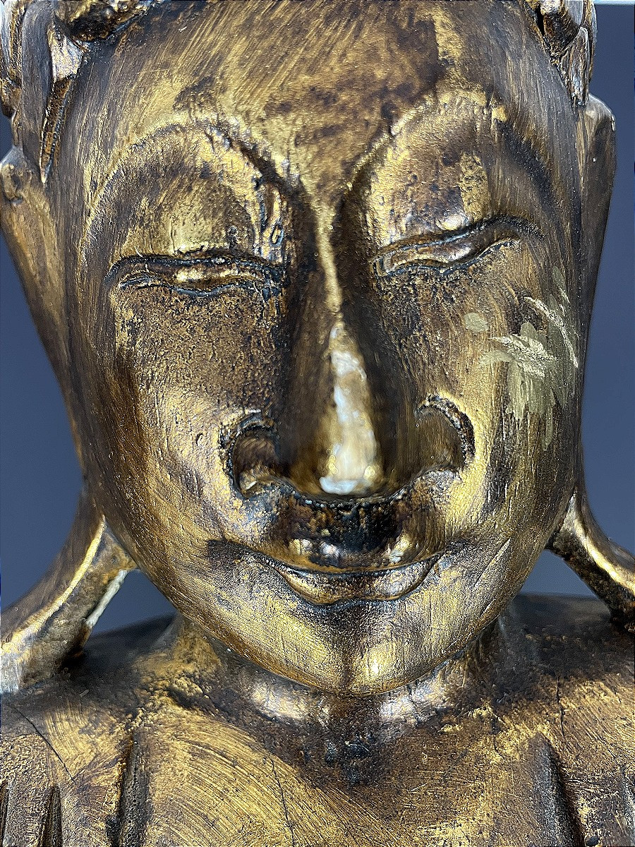 Burma, 1950s/1960s, Mandalay Buddha In Carved And Lacquered Wood.-photo-3