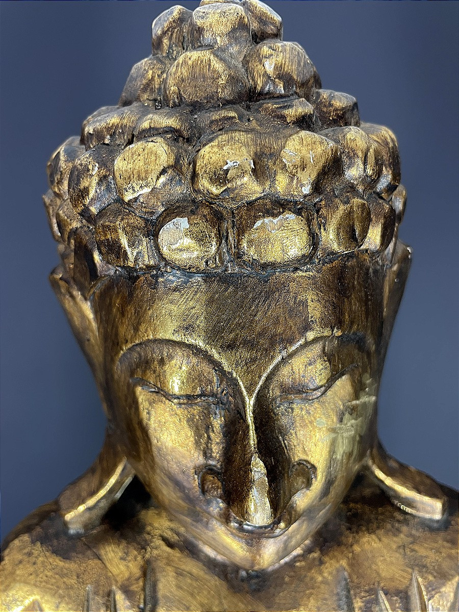 Burma, 1950s/1960s, Mandalay Buddha In Carved And Lacquered Wood.-photo-2