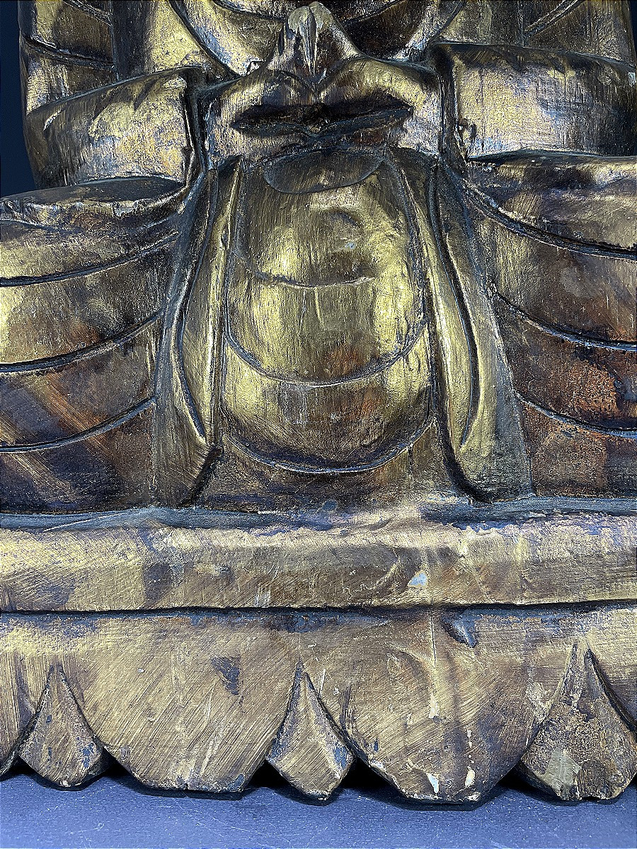 Burma, 1950s/1960s, Mandalay Buddha In Carved And Lacquered Wood.-photo-5