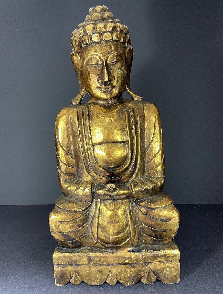 Burma, 1950s/1960s, Mandalay Buddha In Carved And Lacquered Wood.