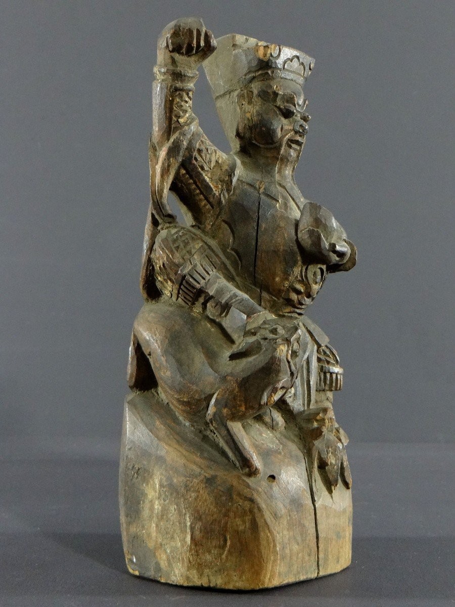 China, 19th Century Or Earlier, Carved Wood Statue Of Chao Kung Ming, God Of Wealth.-photo-2