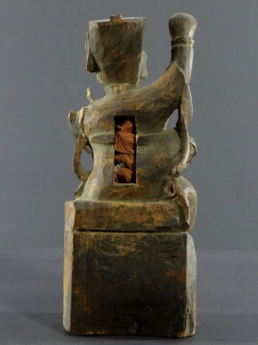 China, 19th Century Or Earlier, Carved Wood Statue Of Chao Kung Ming, God Of Wealth.-photo-2