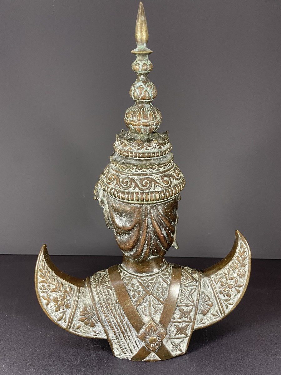 Thaïlande, Premier Tiers Du XXème Siècle, Buste En Bronze De Danseuse. -photo-3