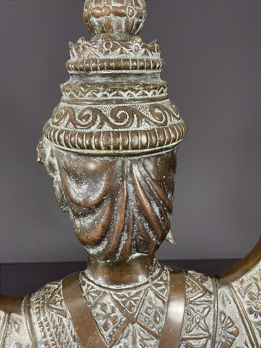 Thaïlande, Premier Tiers Du XXème Siècle, Buste En Bronze De Danseuse. -photo-5