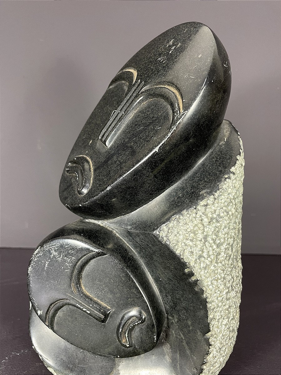 Zimbabwe, Art Shona, Sculpture contemporaine en serpentine datant des années 1980.-photo-3