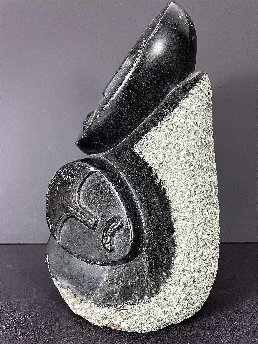 Zimbabwe, Art Shona, Sculpture contemporaine en serpentine datant des années 1980.-photo-5