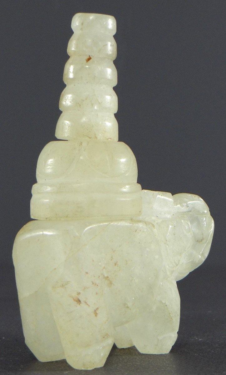 Art Gréco-bouddhiste Du Gandhara, IIIe Siècle, Rare Stupa Sur éléphant En Cristal De Roche. -photo-3