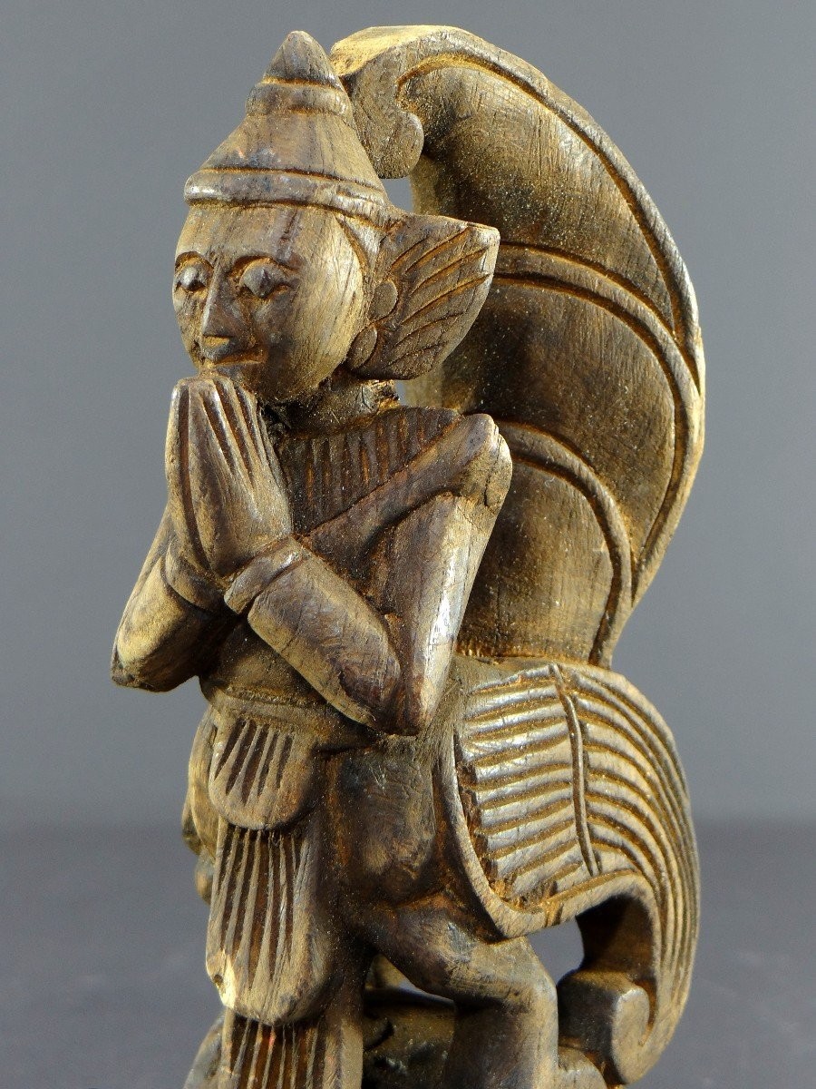 Burma, Mid-20th Century, Carved Loom Pulley Depicting A Nat (or Nak). -photo-1