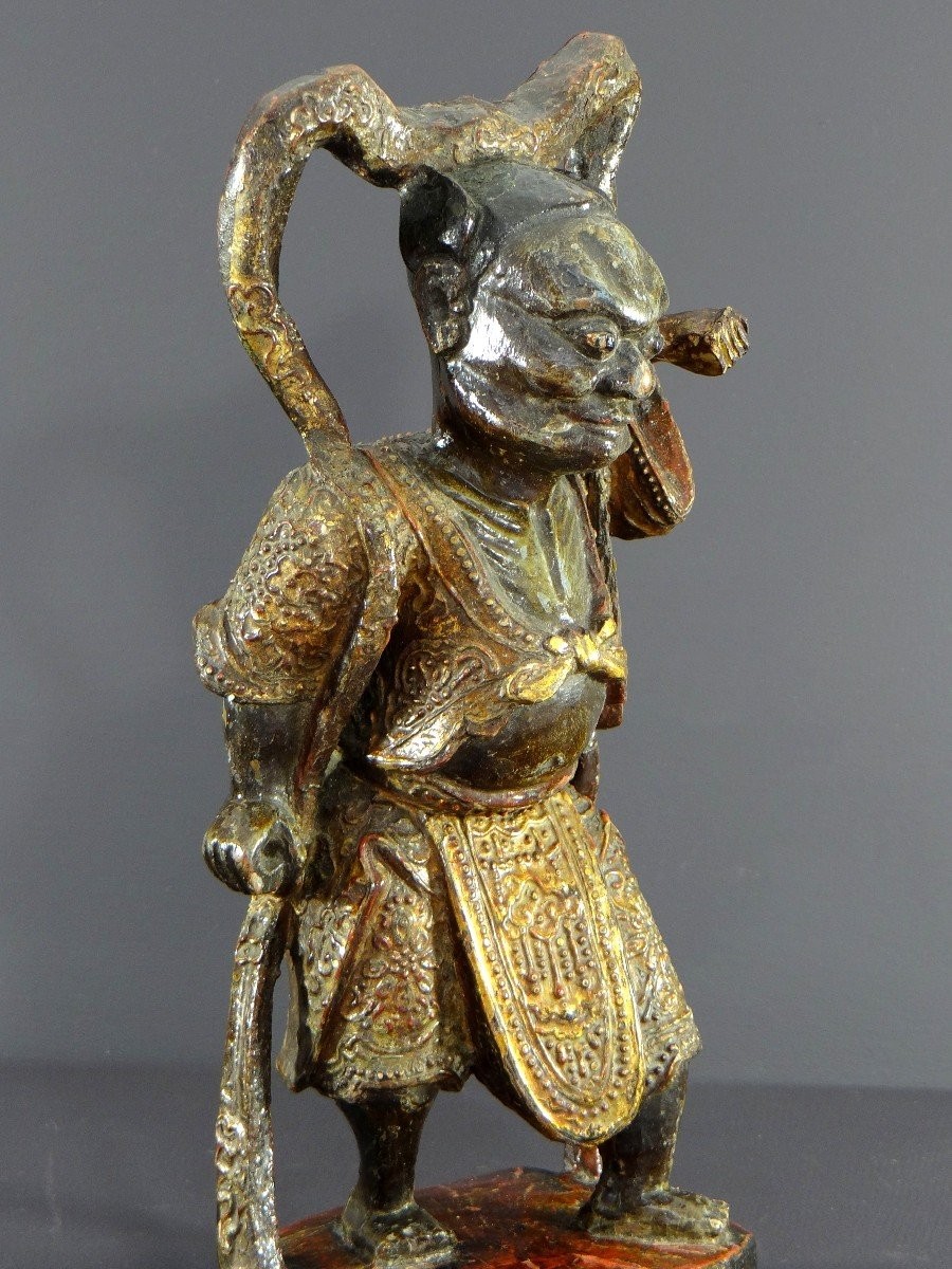 China, Early 20th Century Or Earlier, Lacquered Wood Temple Guardian Statue.-photo-1