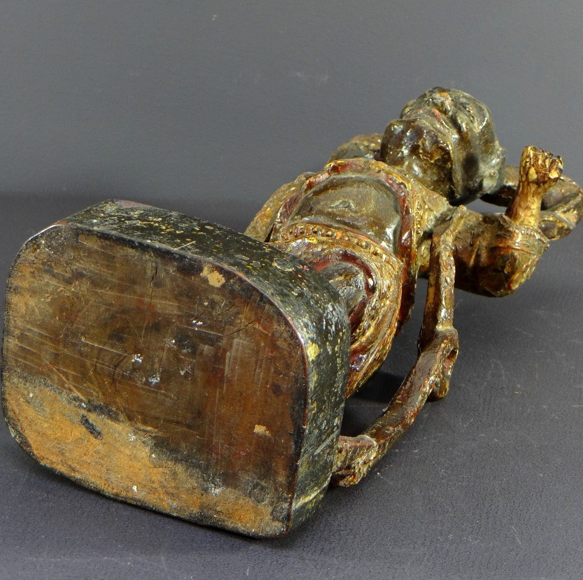 China, Early 20th Century Or Earlier, Lacquered Wood Temple Guardian Statue.-photo-7