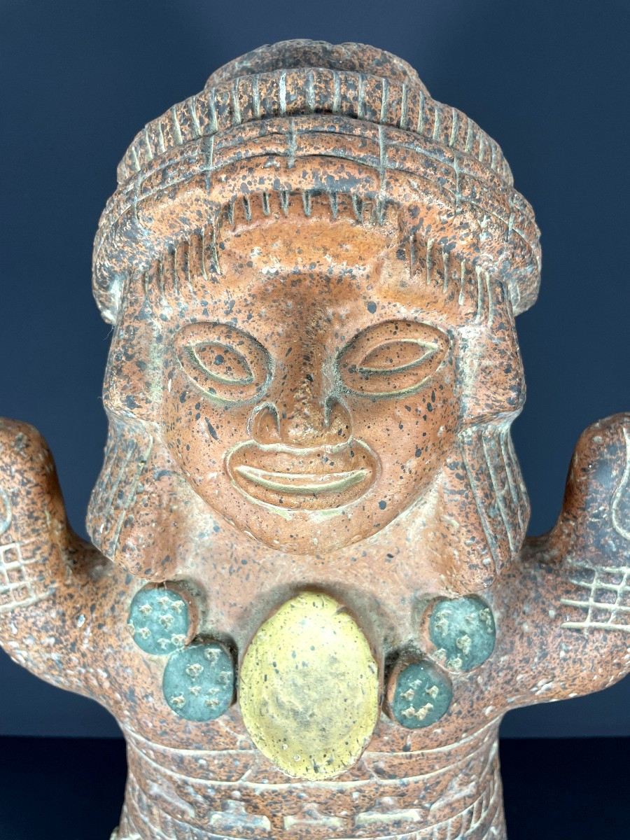 Mexico, 1960s, Terracotta Statue Depicting A Character In The Pre-columbian Spirit.-photo-2