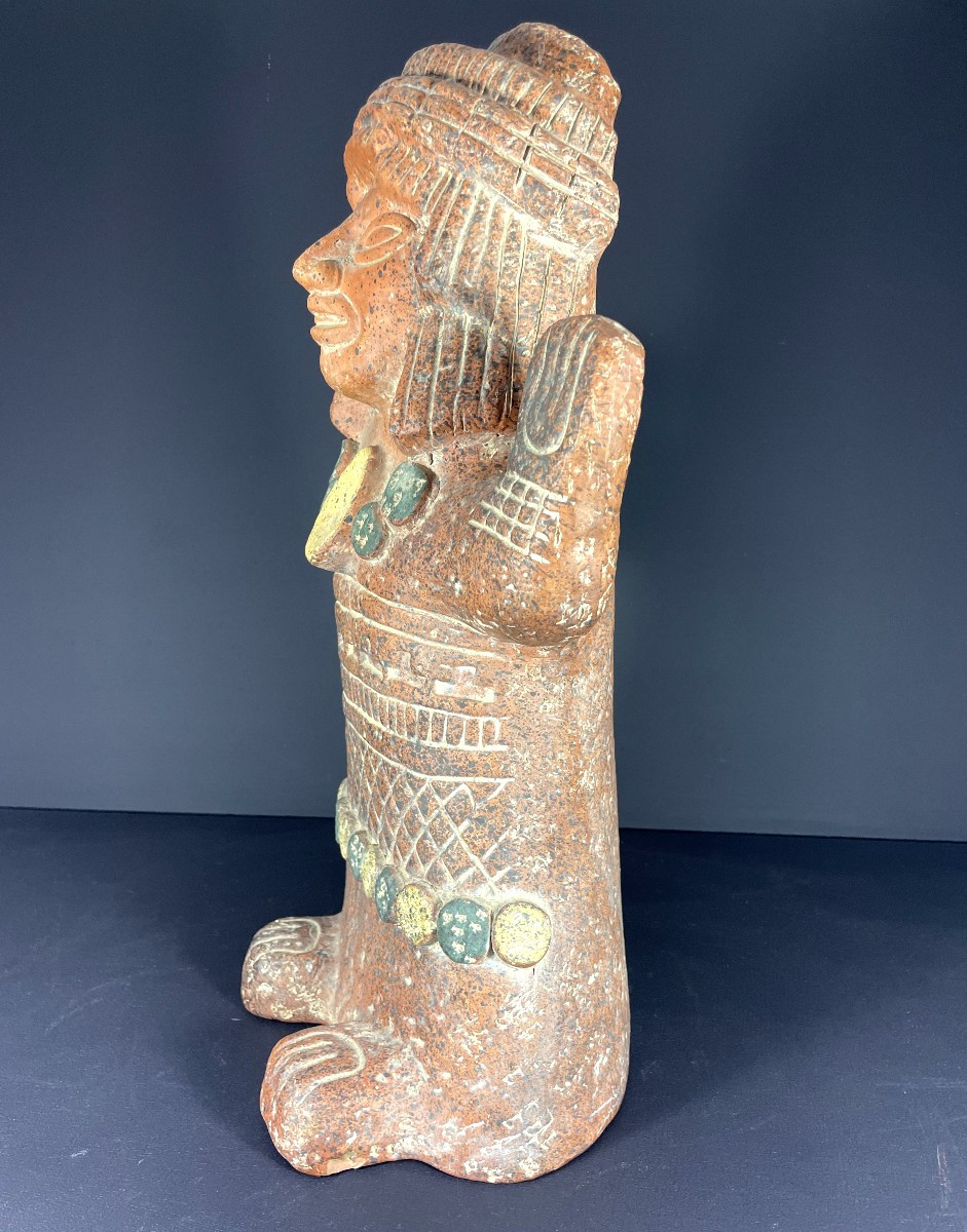 Mexico, 1960s, Terracotta Statue Depicting A Character In The Pre-columbian Spirit.-photo-3