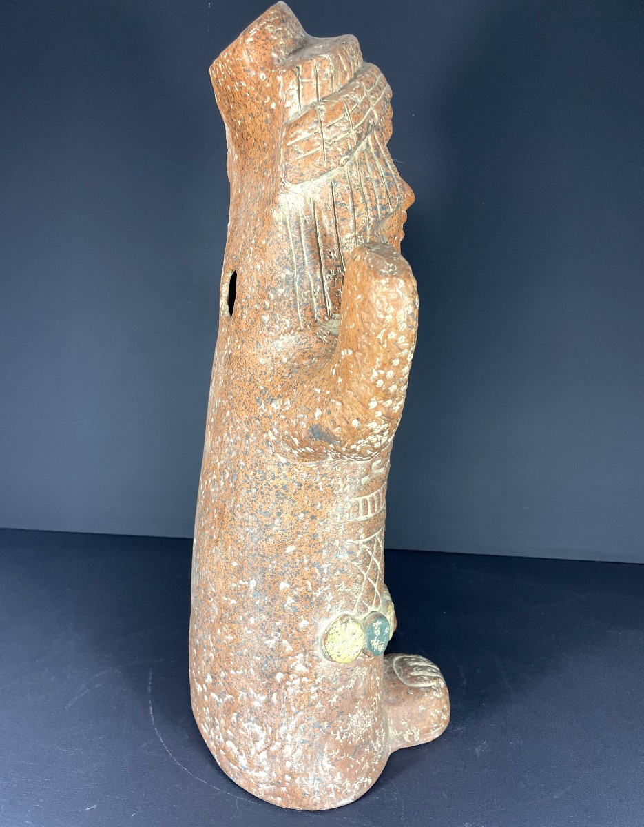 Mexico, 1960s, Terracotta Statue Depicting A Character In The Pre-columbian Spirit.-photo-1