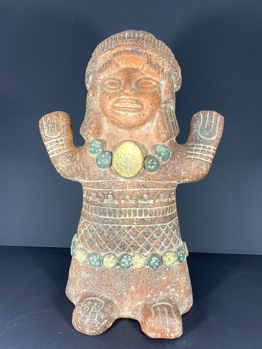 Mexico, 1960s, Terracotta Statue Depicting A Character In The Pre-columbian Spirit.