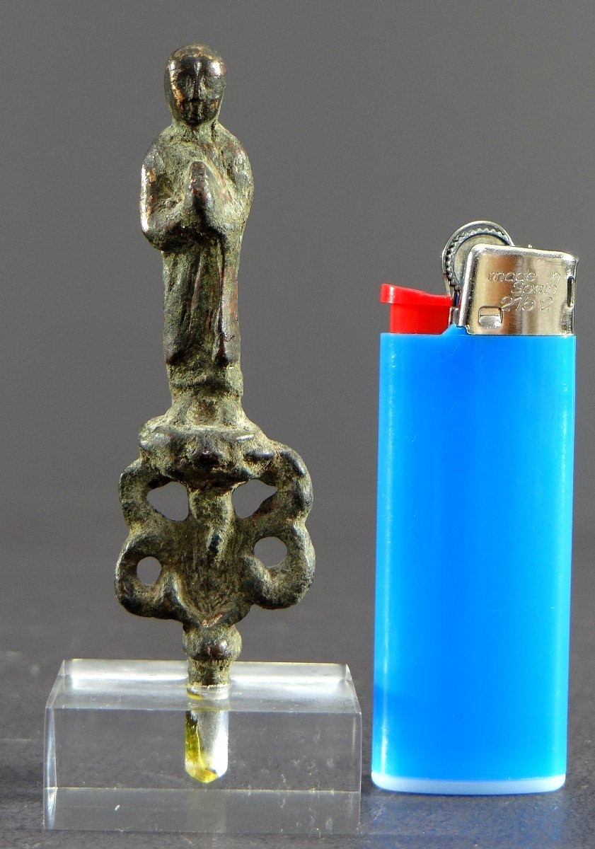 China, Tang Dynasty Period (618-907), Rare Miniature Bronze Statue Of A Buddhist Monk. -photo-8