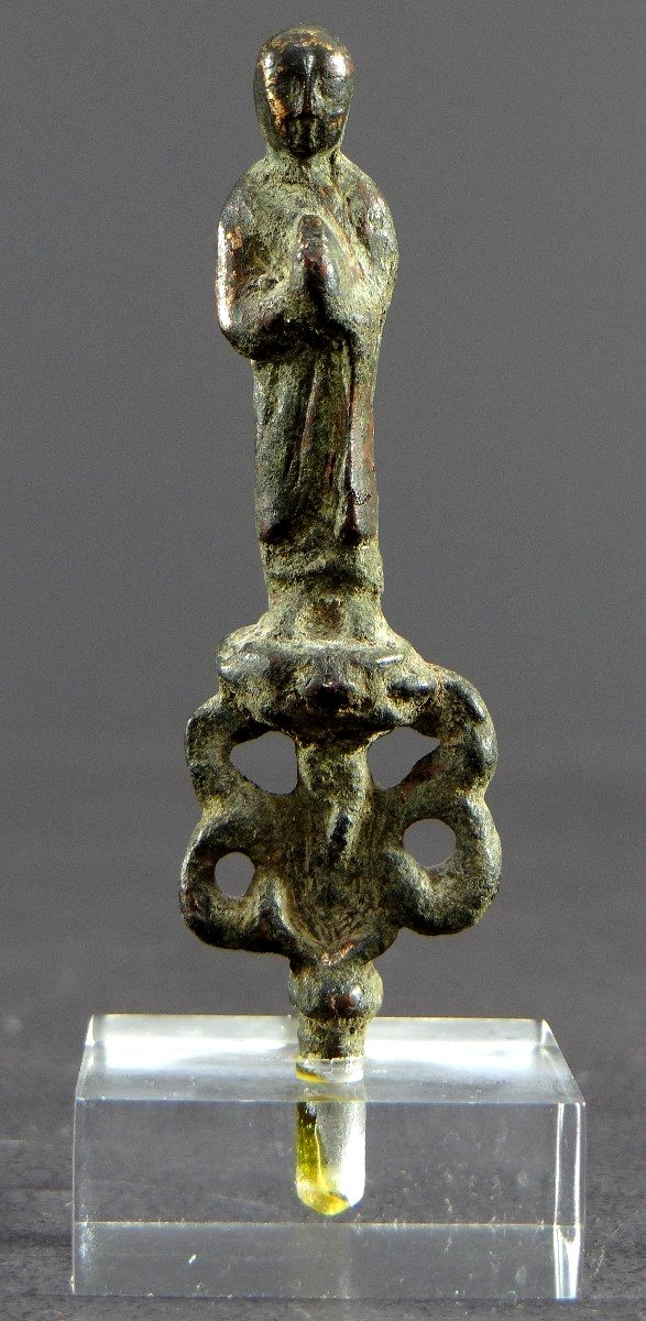 China, Tang Dynasty Period (618-907), Rare Miniature Bronze Statue Of A Buddhist Monk. 