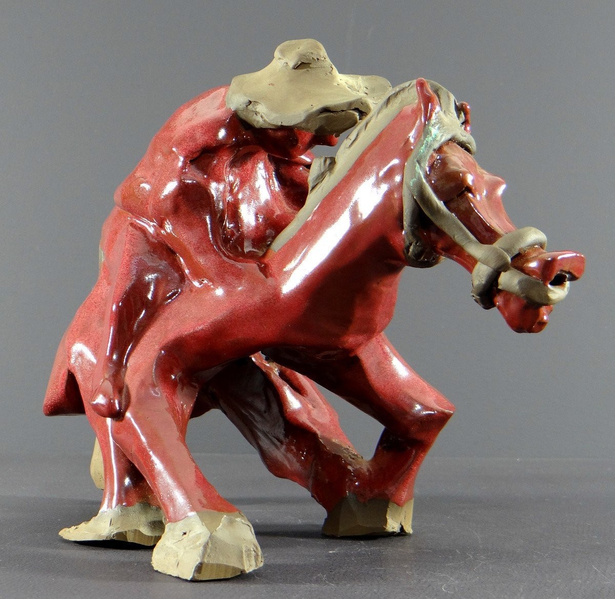 Philippe Rochette-castel (1941-2023) Ceramic Sculpture Depicting A Rider On His Mount-photo-2