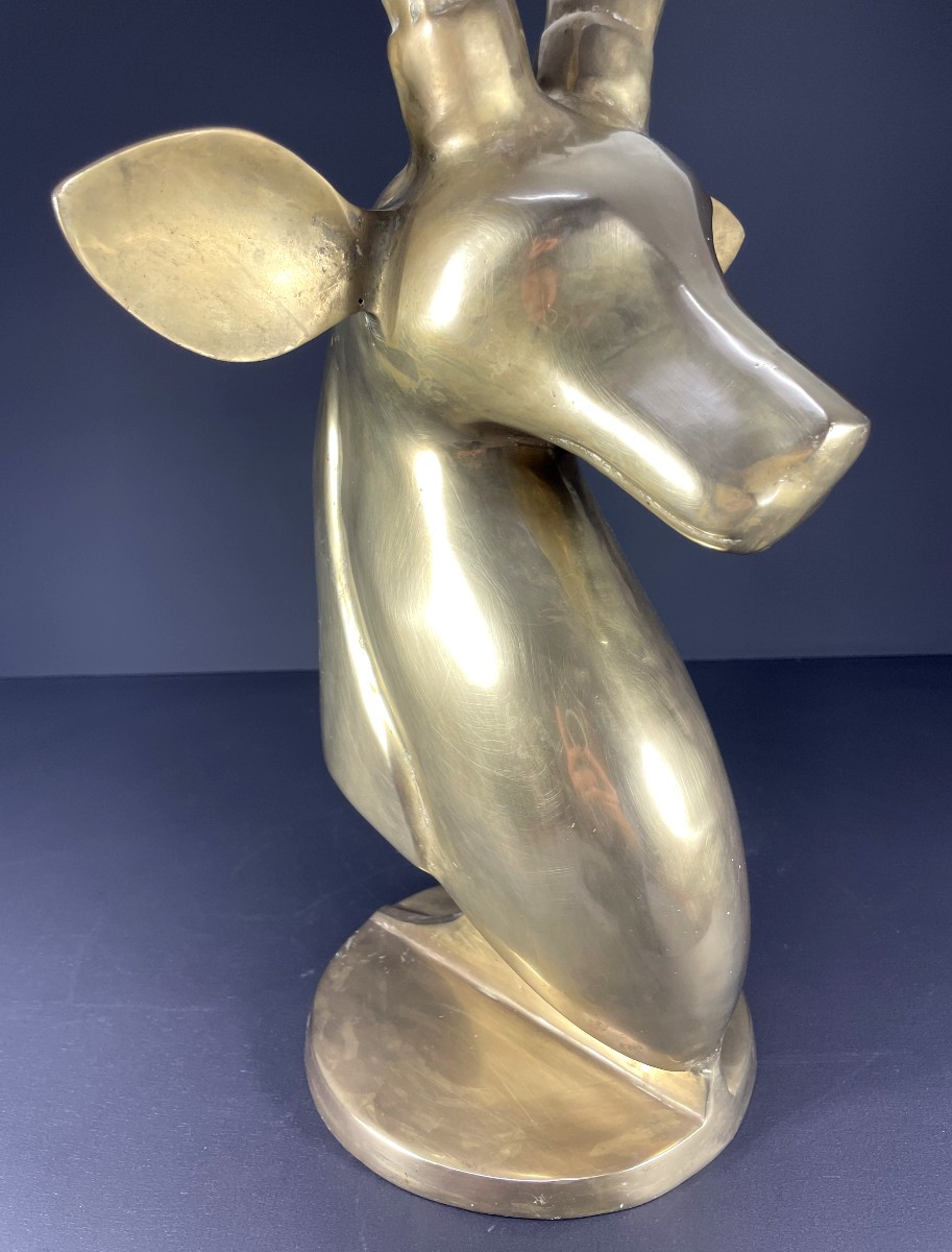 United States, Brass Sculpture Of An Antelope, 1970.-photo-3
