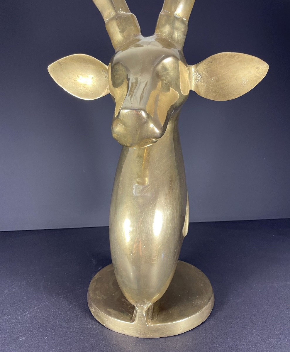 United States, Brass Sculpture Of An Antelope, 1970.-photo-2
