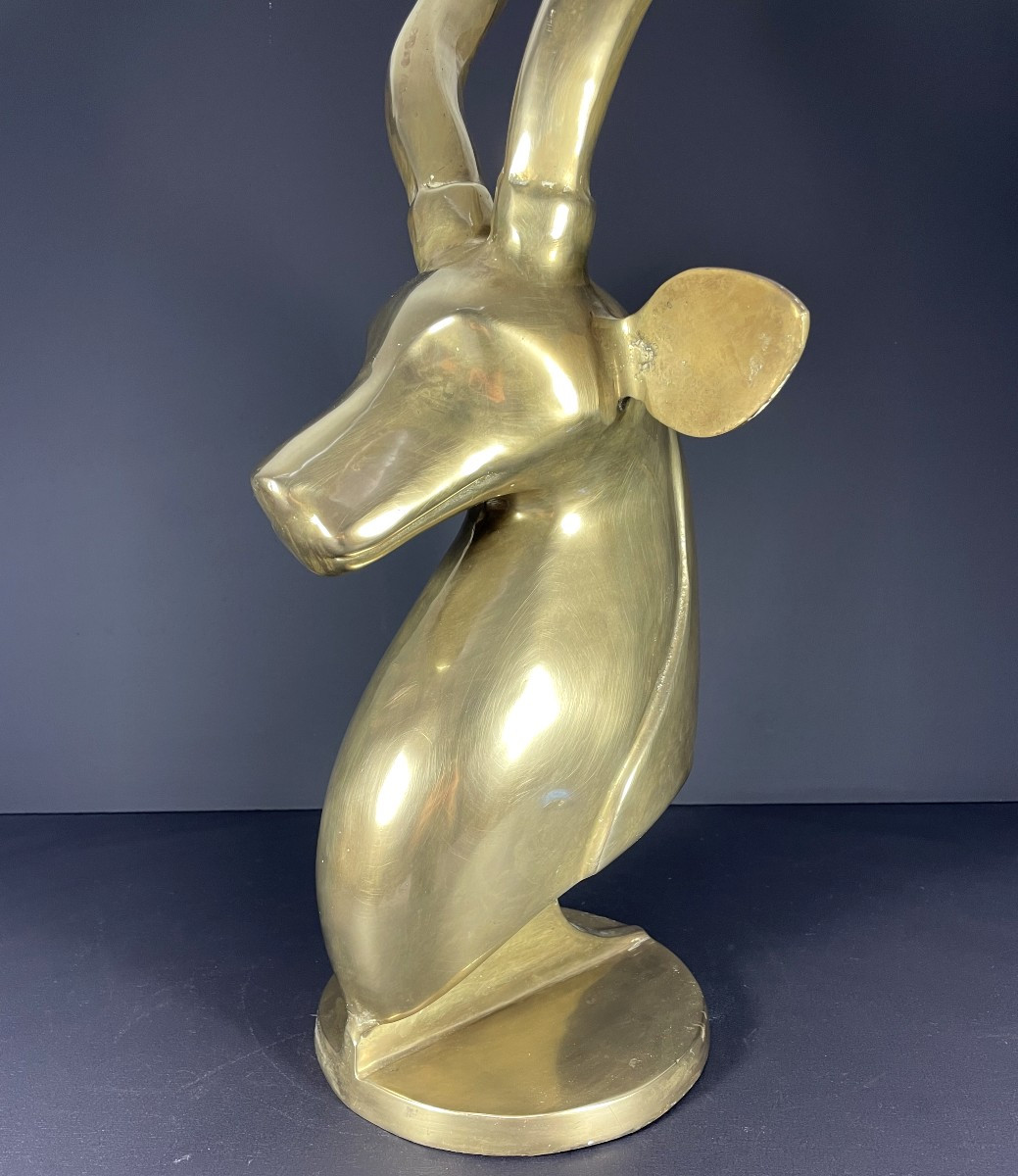 United States, Brass Sculpture Of An Antelope, 1970.-photo-3