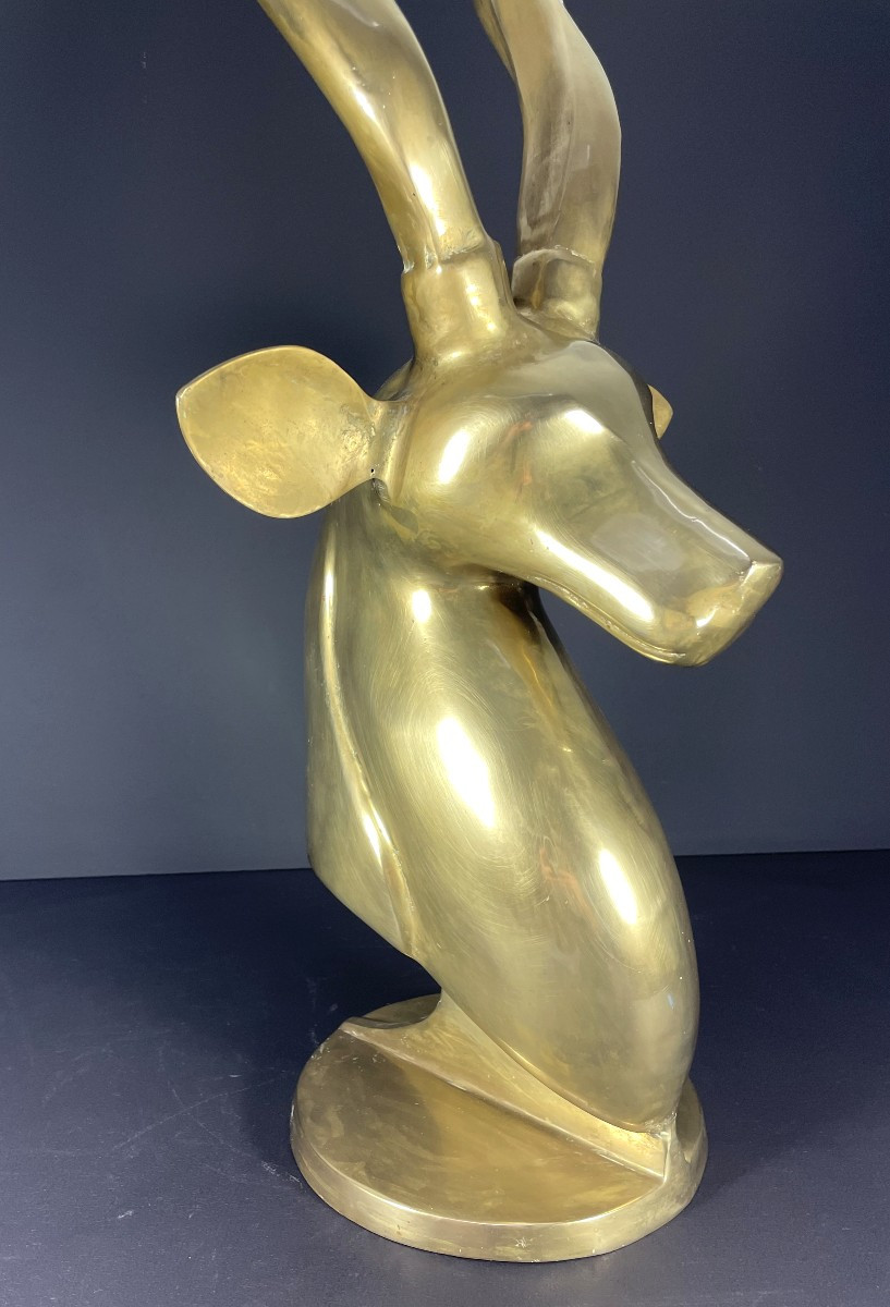 United States, Brass Sculpture Of An Antelope, 1970.-photo-4