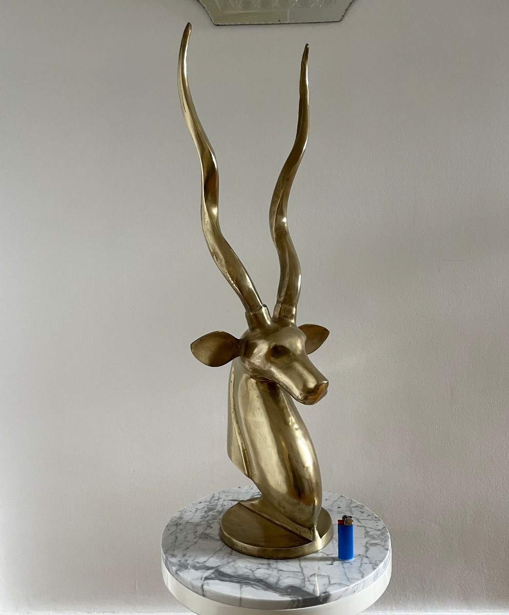 United States, Brass Sculpture Of An Antelope, 1970.-photo-8