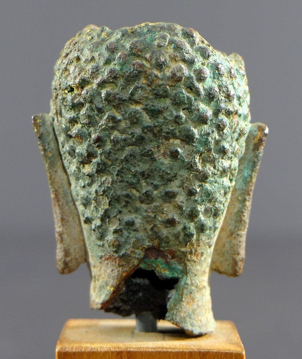Siam, Sukhothaï, XVème-XVIème Siècle, Tête De Bouddha En Bronze. -photo-1