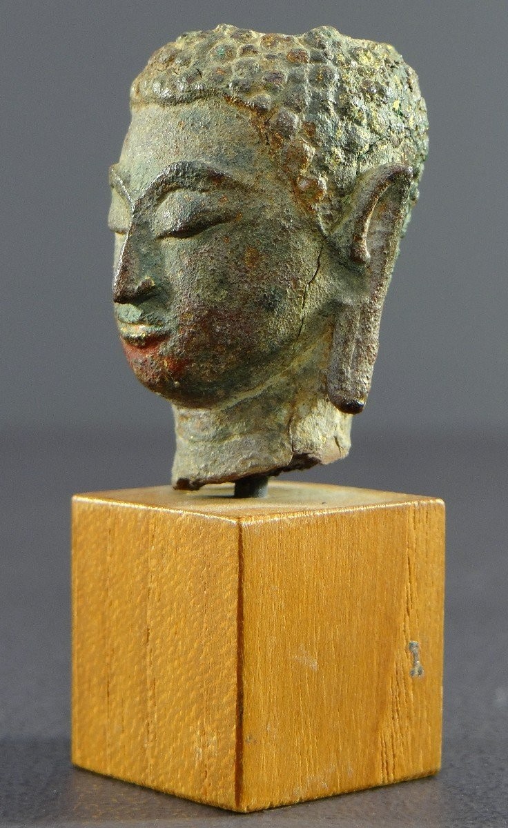 Siam, Sukhothaï, XVème-XVIème Siècle, Tête De Bouddha En Bronze. -photo-2
