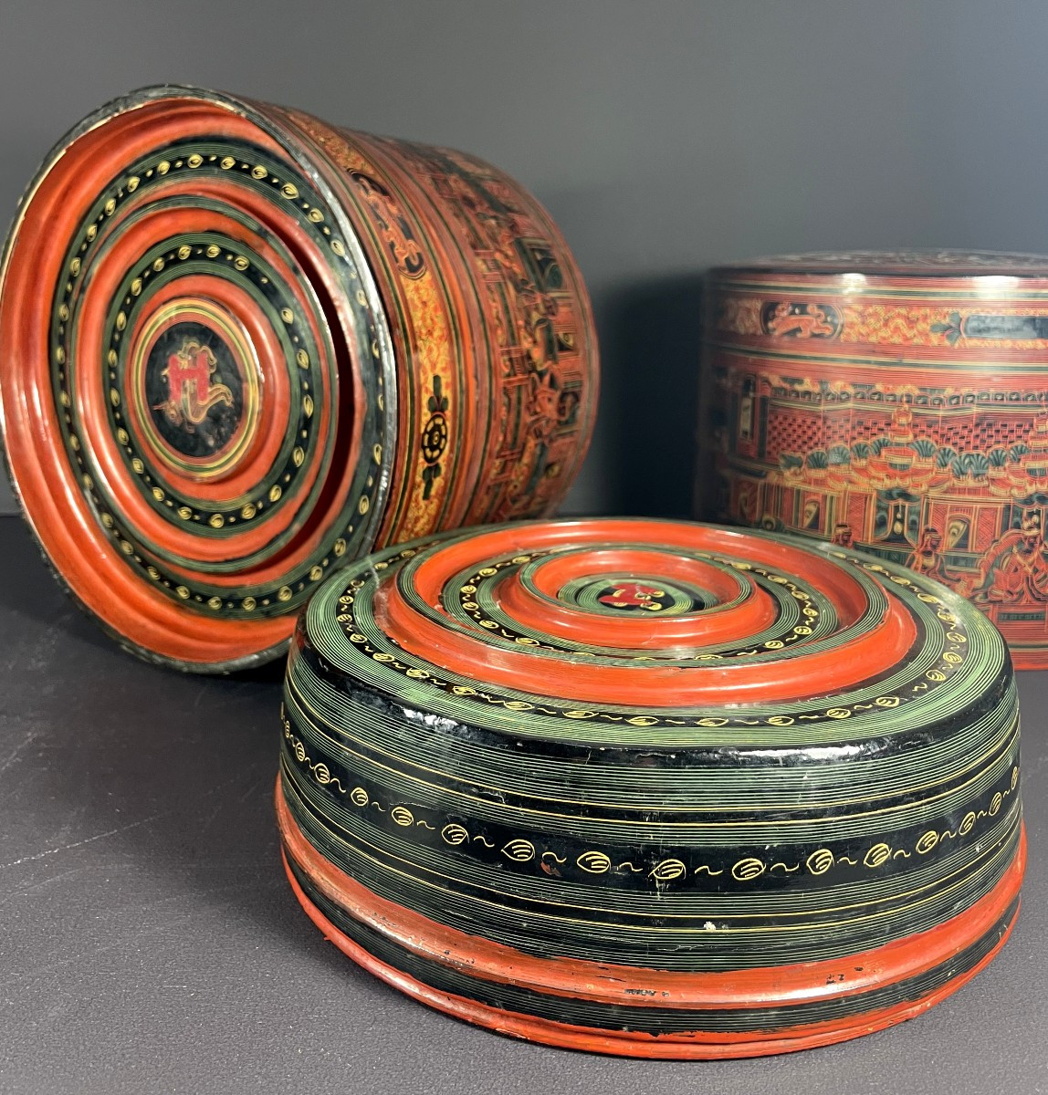 Burma, Mid-20th Century: Cylindrical Betel Box Made Of Woven Bamboo.-photo-2