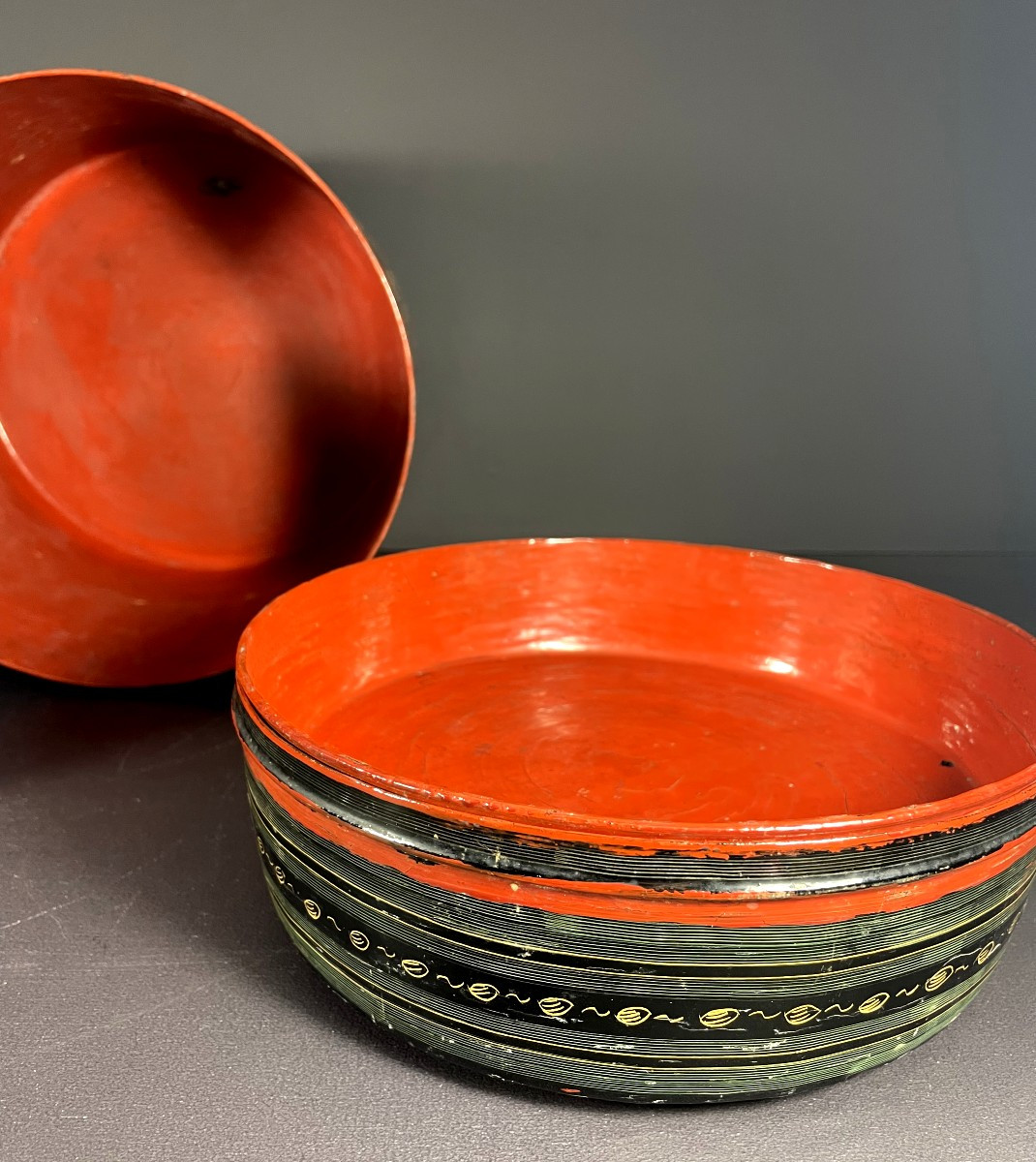 Burma, Mid-20th Century: Cylindrical Betel Box Made Of Woven Bamboo.-photo-4