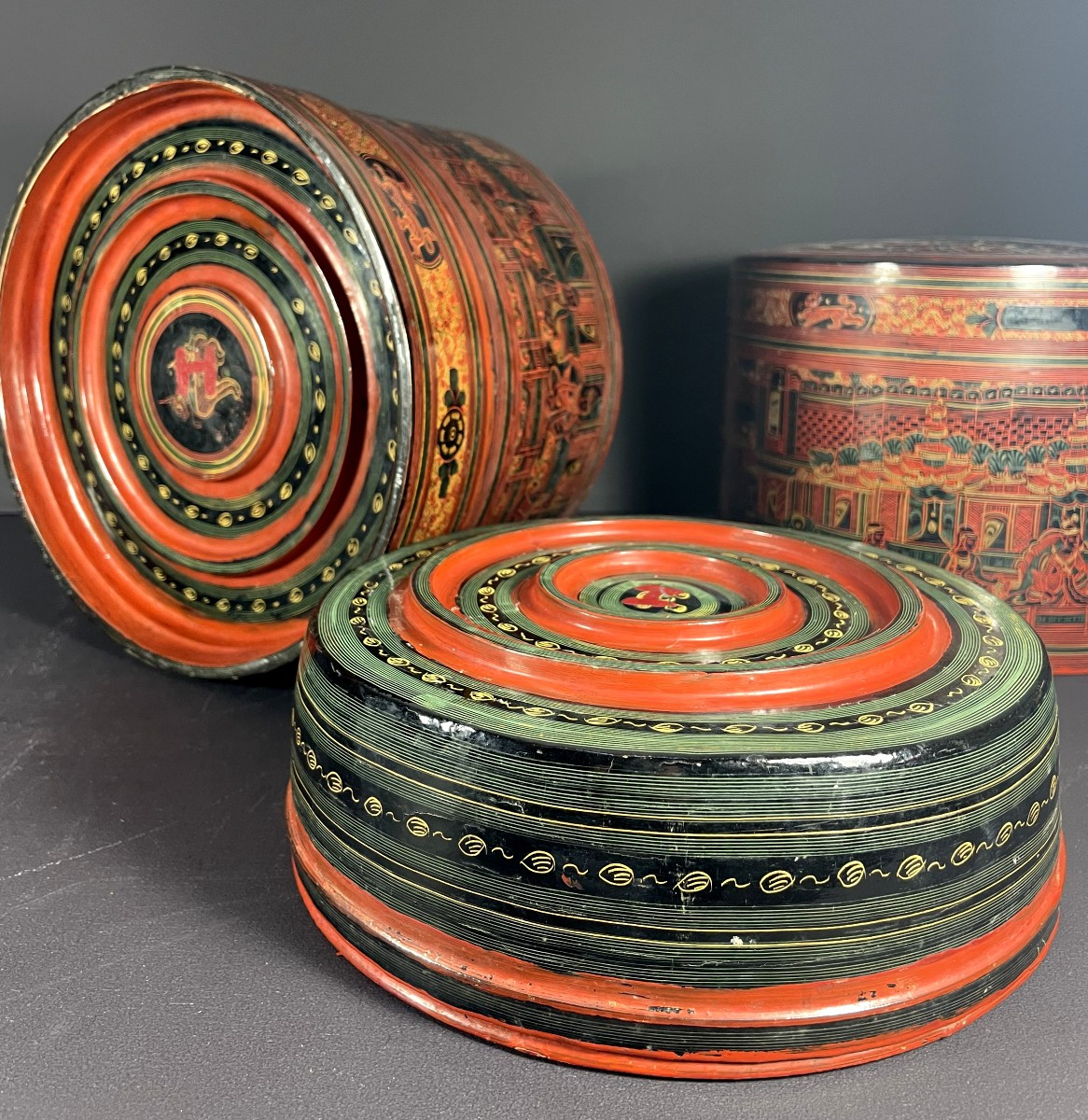 Burma, Mid-20th Century: Cylindrical Betel Box Made Of Woven Bamboo.-photo-7