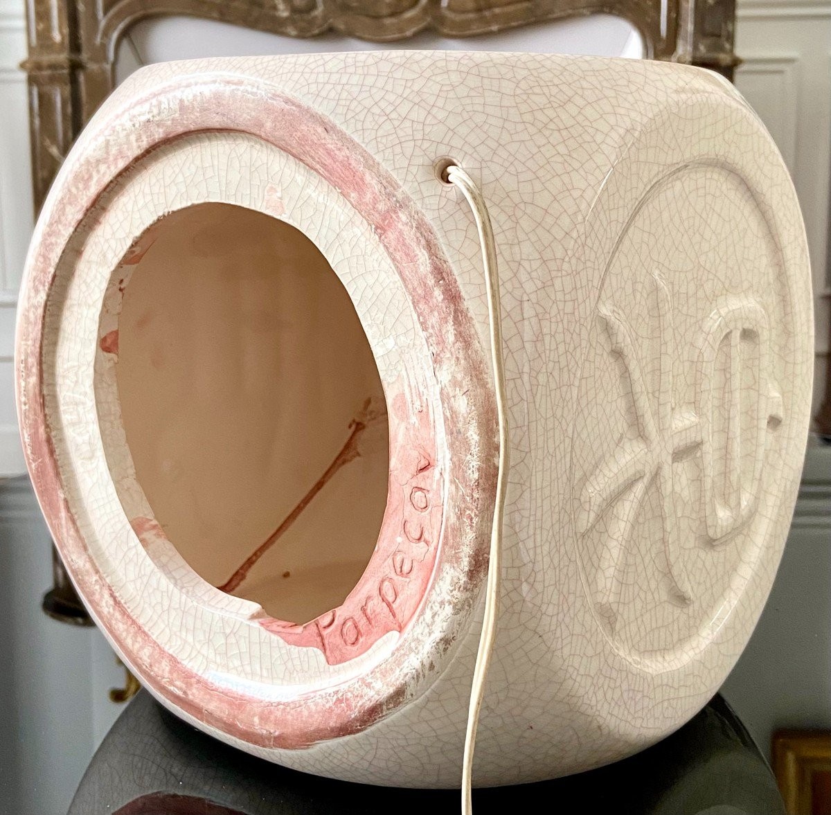 France, Années 1950/1960, Pied De Lampe En Faïence Craquelée Idéogrammes Chinois.-photo-5