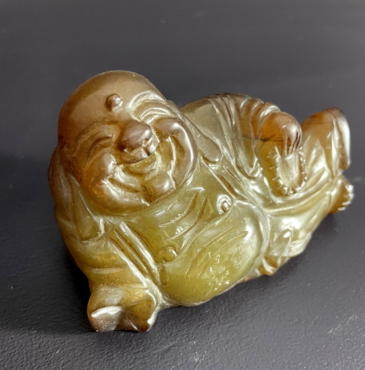 China, First Half Of The 20th Century, Nephrite Jade Sculpture Representing A Budai.-photo-2