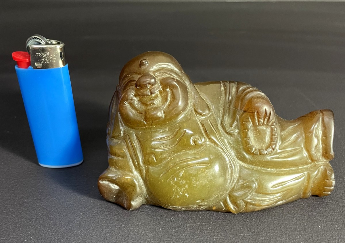 China, First Half Of The 20th Century, Nephrite Jade Sculpture Representing A Budai.-photo-4