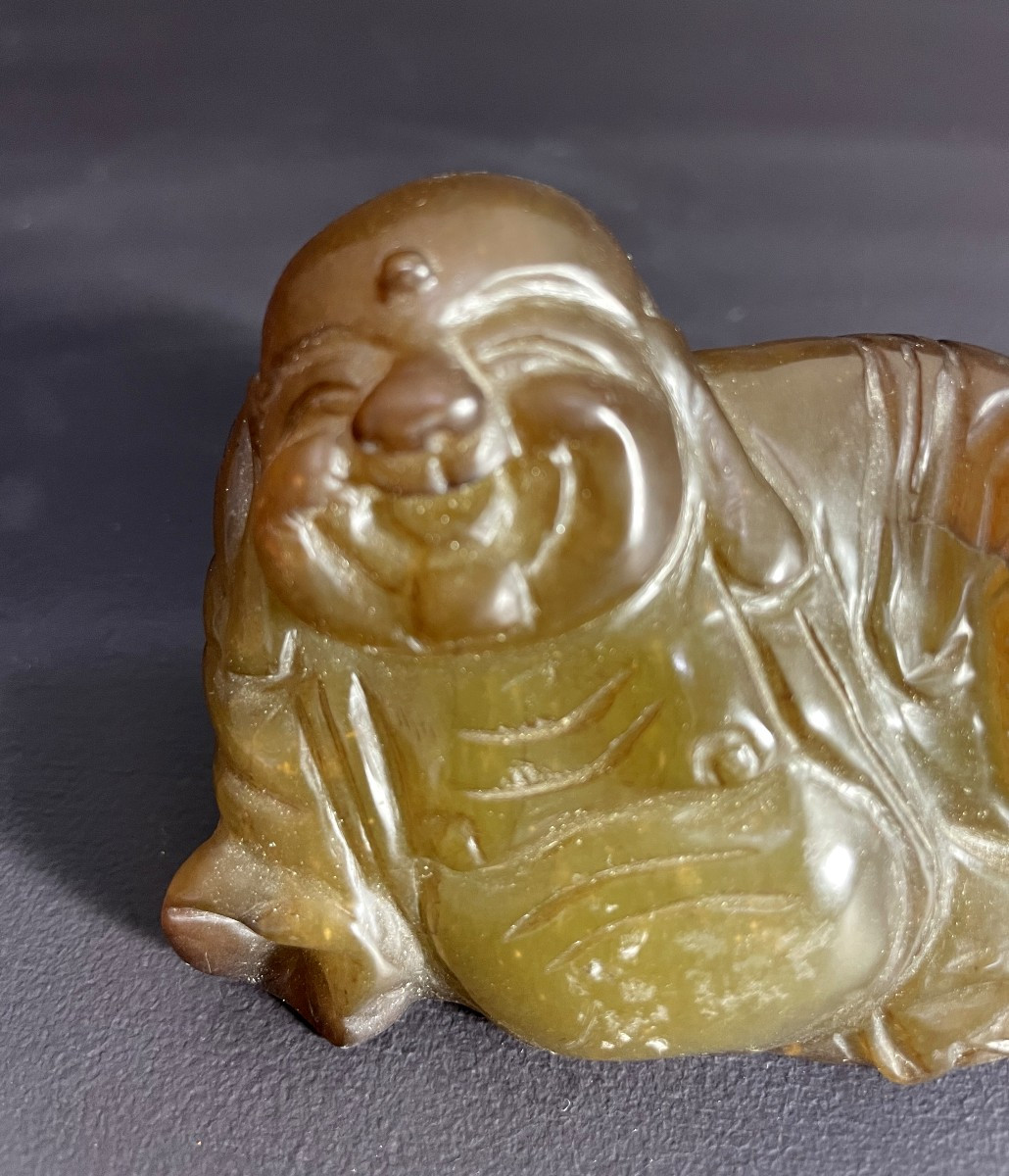 China, First Half Of The 20th Century, Nephrite Jade Sculpture Representing A Budai.