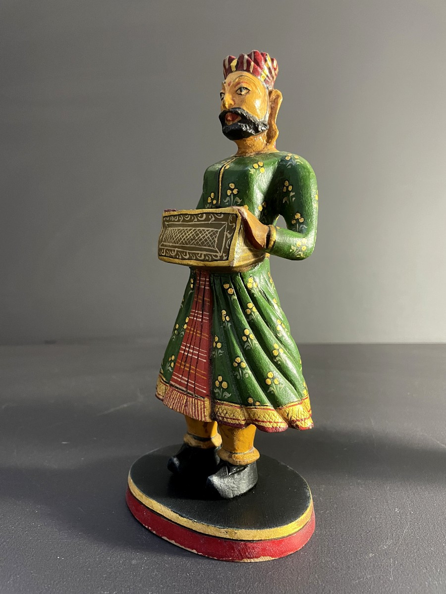 India, Painted Wooden Figures Depicted In Traditional Dress, 1970.-photo-1