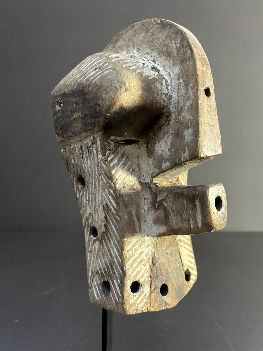 Songye Culture, Democratic Republic, "kifwebe" Society Rank Mask, Circa 1950.-photo-4